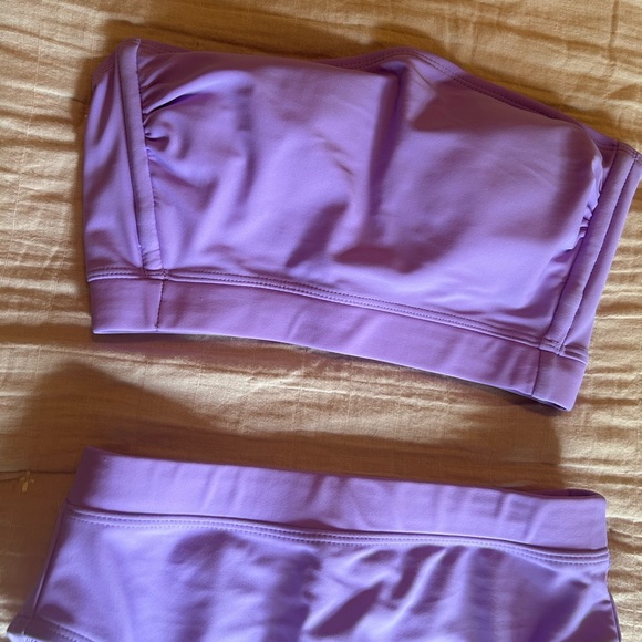 NWOT Xhilaration Bandeau Top High Leg High Waist Bottoms Lilac Bikini Set - Picture 11 of 13
